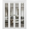 thumbnail image 1 of Sliding Closet Double Bi-fold Doors | Lucia 2266 White Silk Clear Glass | Sturdy Tracks Moldings Trims Hardware Set | Wood Solid Bedroom Wardrobe Doors, 1 of 5