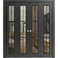 thumbnail image 1 of Sliding Closet Double Bi-fold Doors | Lucia 2366 Matte Black Clear Glass | Sturdy Tracks Moldings Trims Hardware Set | Wood Solid Bedroom Wardrobe Doors, 1 of 6