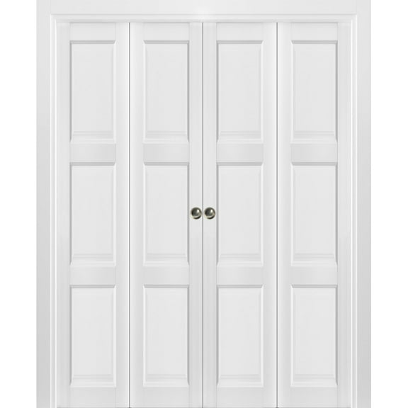 Sliding Closet Double Bi-fold Doors | Lucia 2661 White Silk