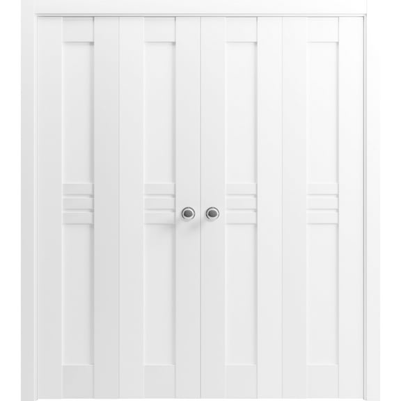 Sliding Closet Double Bi-fold Doors | Mela 7444 White Silk