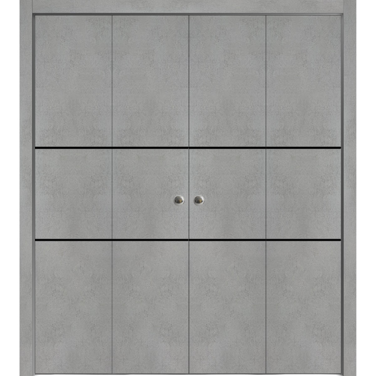 Sliding Closet Double Bifold Doors Planum 0014 Concrete with Frosted