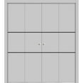thumbnail image 1 of Sliding Closet Double Bi-fold Doors | Planum 0014 Grey Ash with Frosted Glass | Sturdy Tracks Moldings Trims Hardware Set | Wood Solid Bedroom Wardrobe Doors, 1 of 5