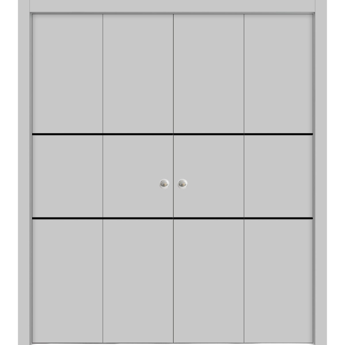 Sliding Closet Double Bifold Doors Planum 0014 Grey Ash with Frosted