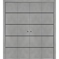 thumbnail image 1 of Sliding Closet Double Bi-fold Doors | Planum 0015 Concrete with Frosted Glass | Sturdy Tracks Moldings Trims Hardware Set | Wood Solid Bedroom Wardrobe Doors, 1 of 5