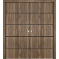 thumbnail image 1 of Sliding Closet Double Bi-fold Doors | Planum 0015 Walnut with Frosted Glass | Sturdy Tracks Moldings Trims Hardware Set | Wood Solid Bedroom Wardrobe Doors, 1 of 5