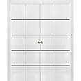 thumbnail image 1 of Sliding Closet Double Bi-fold Doors | Planum 0015 White Silk with Frosted Glass | Sturdy Tracks Moldings Trims Hardware Set | Wood Solid Bedroom Wardrobe Doors, 1 of 5