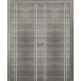 thumbnail image 1 of Sliding Closet Double Bi-fold Doors | Planum 0310 Ginger Ash with Frosted Glass | Sturdy Tracks Moldings Trims Hardware Set | Wood Solid Bedroom Wardrobe Doors, 1 of 5