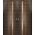 thumbnail image 1 of Sliding Closet Double Bi-fold Doors | Planum 1010 Chocolate Ash with Frosted Glass | Sturdy Tracks Moldings Trims Hardware Set | Wood Solid Bedroom Wardrobe Doors, 1 of 5