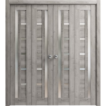Sliding Closet Double Bi-fold Doors | Quadro 4088 Nebraska Grey Frosted Glass