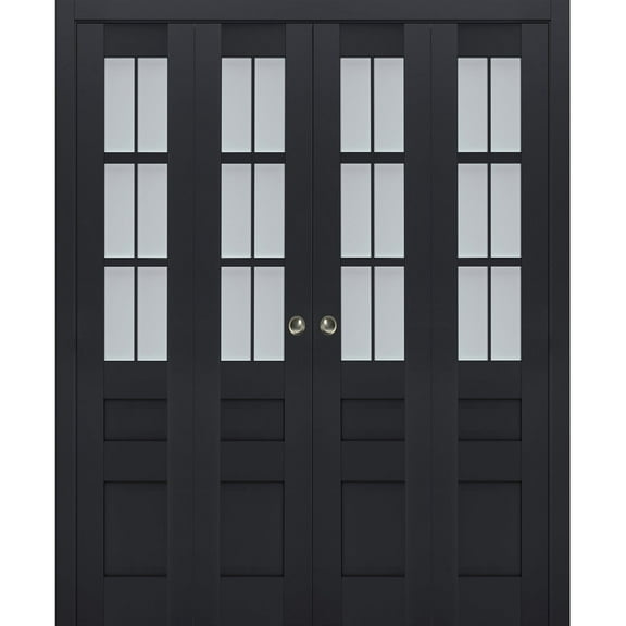 Sliding Closet Double Bi-fold Doors | Veregio 7339 Antracite with Frosted Glass