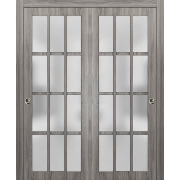 Sliding Closet Frosted Glass 12 Lites Bypass Doors 72 x 80 inches