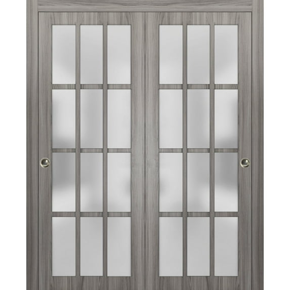 Sliding Closet Frosted Glass 12 Lites Bypass Doors 72 x 84 inches