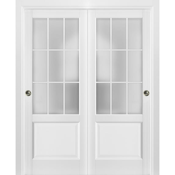 Sliding Closet Frosted Glass 9 Lites Bypass Doors 60 x 80 inches