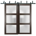 thumbnail image 1 of Sliding Closet Frosted Glass Barn Bypass Doors 36 x 80 inches | Lucia 2552 Chocolate Ash | Sturdy Top Mount 6.6ft Rails Hardware Set | Wood Solid Bedroom Wardrobe Doors, 1 of 6