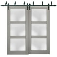 thumbnail image 1 of Sliding Closet Frosted Glass Barn Bypass Doors 72 x 80 inches | Lucia 2552 Grey Ash | Sturdy Top Mount 6.6ft Rails Hardware Set | Wood Solid Bedroom Wardrobe Doors, 1 of 6