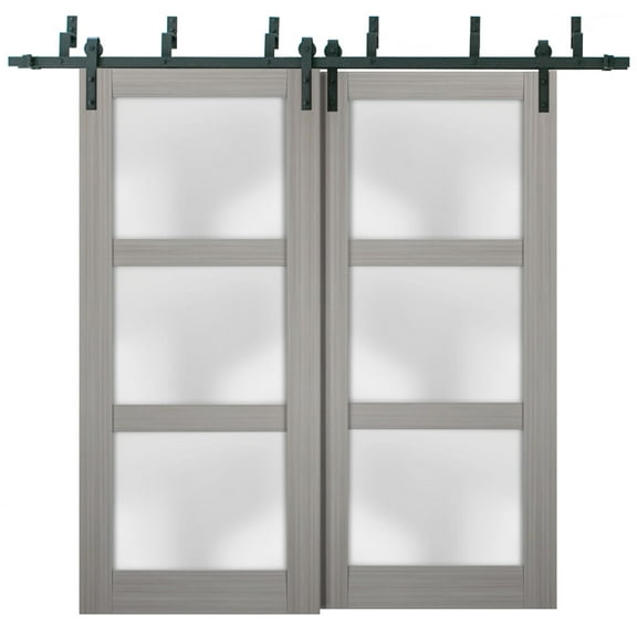 Sliding Closet Frosted Glass Barn Bypass Doors | Lucia 2552 Grey Ash | Sample of Door Color