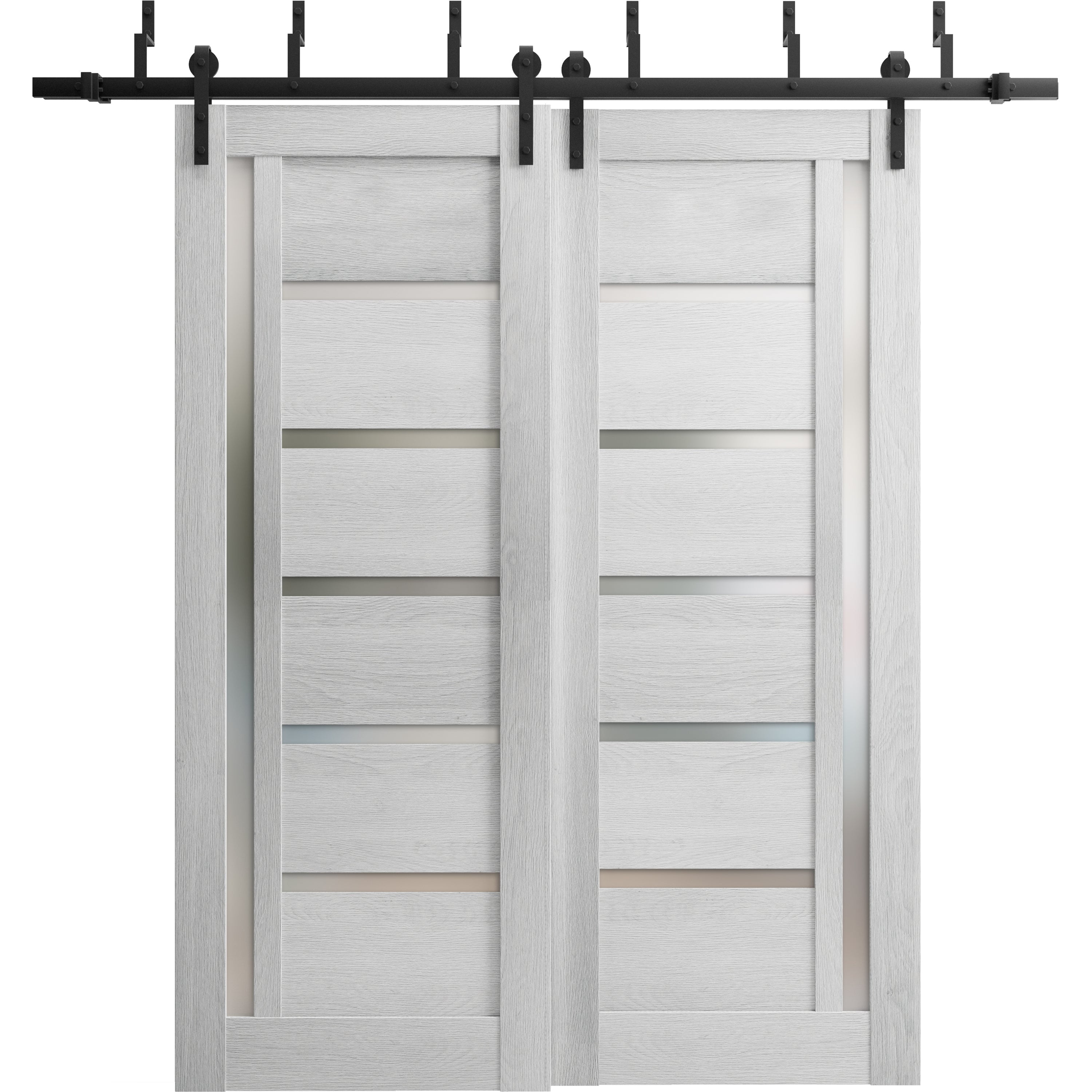 Sliding Closet Frosted Glass Barn Bypass Doors | Quadro 4088 Light Grey