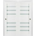 thumbnail image 1 of Sliding Closet Frosted Glass Bypass Doors 36 x 96 inches | Quadro 4266 White Silk | Sturdy Top Mount Rails Moldings Trims Hardware Set | Wood Solid Bedroom Wardrobe Doors, 1 of 5
