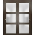 thumbnail image 1 of Sliding Closet Frosted Glass Bypass Doors 48 x 80 inches | Lucia 2552 Chocolate Ash | Sturdy Top Mount Rails Moldings Trims Hardware Set | Wood Solid Bedroom Wardrobe Doors, 1 of 6