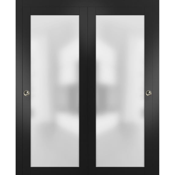 Sliding Closet Frosted Glass Bypass Doors 48 x 80 inches with Hardware