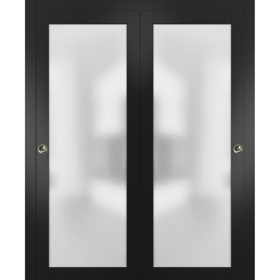 Sliding Closet Frosted Glass Bypass Doors 56 x 80 inches with Hardware
