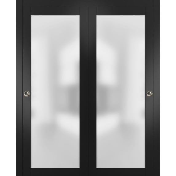 Sliding Closet Frosted Glass Bypass Doors 60 x 84 inches with Hardware