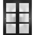 thumbnail image 1 of Sliding Closet Frosted Glass Bypass Doors 60 x 96 inches | Lucia 2552 Matte Black | Sturdy Top Mount Rails Moldings Trims Hardware Set | Wood Solid Bedroom Wardrobe Doors, 1 of 6