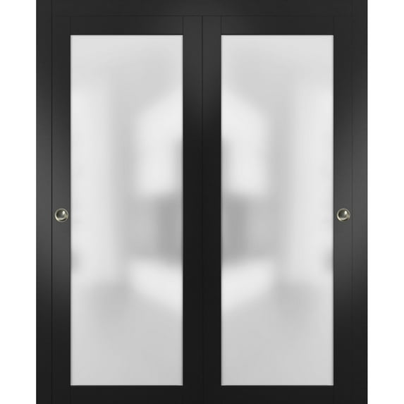 Sliding Closet Frosted Glass Bypass Doors 64 x 84 inches with Hardware
