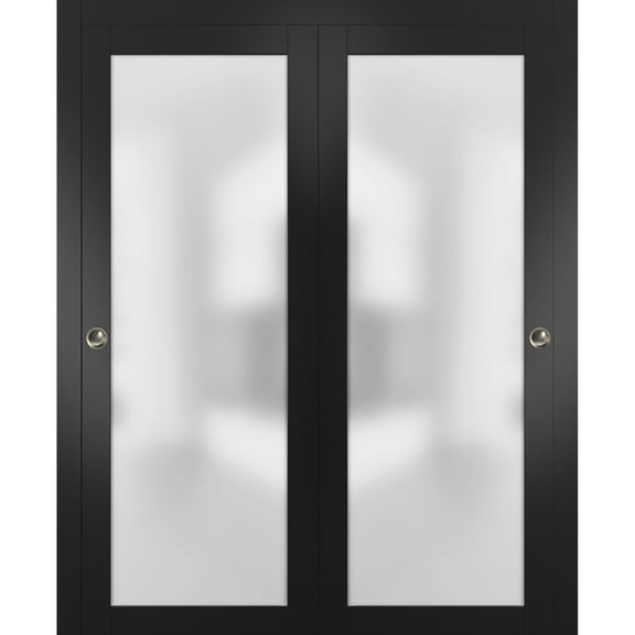 Sliding Closet Frosted Glass Bypass Doors 72 x 80 inches with Hardware