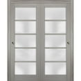 thumbnail image 1 of Sliding Closet Frosted Glass Bypass Doors 72 x 84 inches | Quadro 4002 Grey Ash | Sturdy Top Mount Rails Moldings Trims Hardware Set | Wood Solid Bedroom Wardrobe Doors, 1 of 6