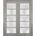 thumbnail image 1 of Sliding Closet Frosted Glass Bypass Doors 84 x 80 inches | Quadro 4002 Grey Ash | Sturdy Top Mount Rails Moldings Trims Hardware Set | Wood Solid Bedroom Wardrobe Doors, 1 of 6