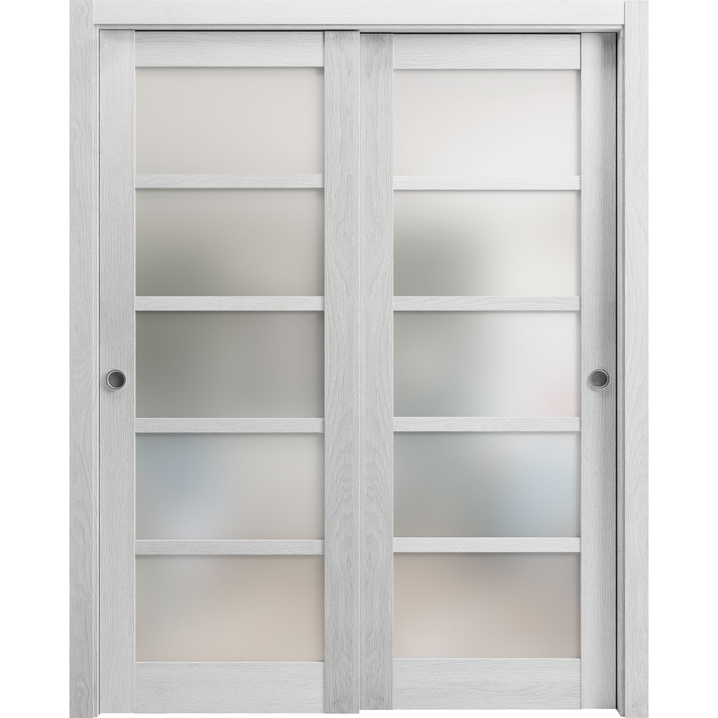 Sliding Closet Frosted Glass Bypass Doors | Quadro 4002 Light Grey Oak ...