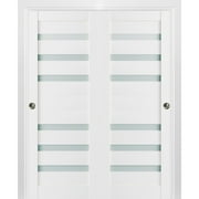 Sliding Closet Frosted Glass Bypass Doors | Quadro 4266 White Silk | Sample of Door Color
