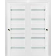 Sliding Closet Frosted Glass Bypass Doors | Quadro 4445 White Silk | Sample of Door Color
