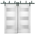 thumbnail image 1 of Sliding Closet Opaque Glass Barn Bypass Doors 64 x 80 inches / Sete 6003 White Silk / Modern 6.6ft Rails Hardware Set / Wood Solid Bedroom Wardrobe Doors, 1 of 3