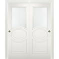 thumbnail image 1 of Sliding Closet Opaque Glass Bypass Doors 36 x 84 inches / Mela 7012 Matte White / Rails Hardware Set / Wood Solid Bedroom Wardrobe Doors, 1 of 3