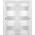thumbnail image 1 of Sliding Closet Opaque Glass Bypass Doors 84 x 80 inches / Sete 6003 White Silk / Rails Hardware Set / Wood Solid Bedroom Wardrobe Doors, 1 of 3