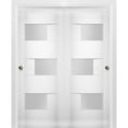 thumbnail image 1 of Sliding Closet Opaque Glass Bypass Doors 84 x 96 inches / Sete 6933 White Silk / Rails Hardware Set / Wood Solid Bedroom Wardrobe Doors, 1 of 6