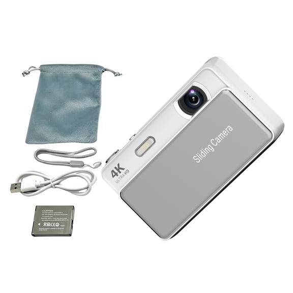 Sliding Digital Camera 64MP 4K Video 16X Digital Zooming Portable with Builts-in Flashes Autofocus for Students Photography