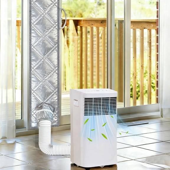 Sliding Door Air Conditioner Vent Kit,3-Layer Thickened Seamless Portable AC Window Seal Kit for Customizable Fit Tight,100% Seal Blocks Hot Air,Easy Installation Compatible with Portable AC