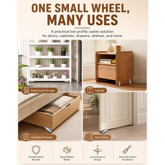 Sliding Door Bottom Roller, Heavy Duty Replacement Wheel With Smooth Quiet Sliding Design And Easy Installation Screws, Door Track Hardware for Closet Cabinet Furniture Repair