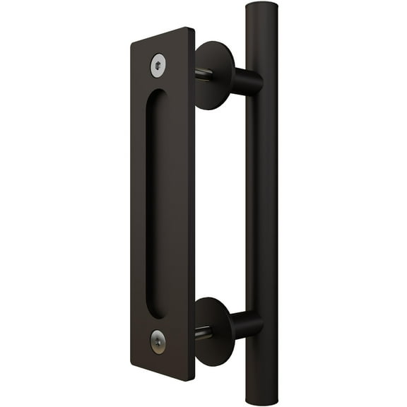 Sliding Door Combo Pull Set, 8-1/2" Flat Pull, 12" Round Bar Pull, Matte Black by Stone Harbor Hardware