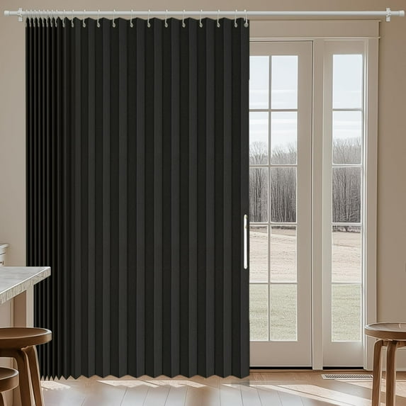 Sliding Door Curtains Blackout Curtains Accordion Doors Interior Patio Door Curtain Sliding Glass Door Curtain Vertical Blinds(Black 98" W x 78" L)