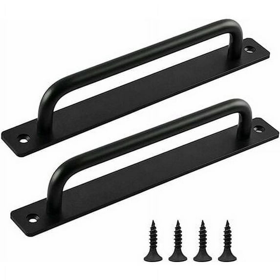 Sliding Door Handle, 2 Pieces Barn Door Handle, Door Handle in Black, Interior Exterior Door Handles with Screws, for Kitchen, Furniture, Cabinets, Cupboards, Doors
