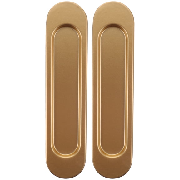 NIAIZEK Oval Metal Sliding Barn Door Pull Handles, Golden Finish, 2 Pieces, 5.82 x 1.34 x 0.20 inches