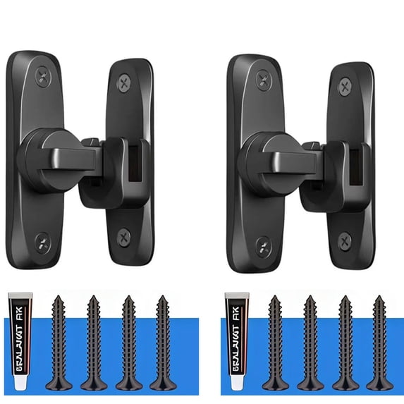 Sliding Door Latch, Black Heavy Duty Security Door Lock, 2 Pack Surface Mount Buckle Bolt Hardware Set, Used for Bathroom Bedroom Hotel Interior Doors to Enhance Anti Theft Protection
