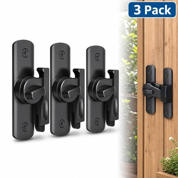 Sliding Door Latch Lock No Drill, Adhesive Door Bolt for Bedroom Bathroom Closet Sliding Door, 90/180 Degree Universal Push Pull Door Lock, 3 Pack