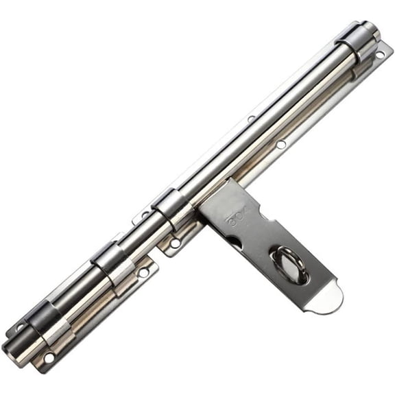 Sliding Door Lock, 12 Inch Latch Door Lock Slide Lock with Padlock Clasp Lockable Sliding Door Solid Stainless Steel Sliding Tower Latch Lock for Security Wooden Gates Garden Shed