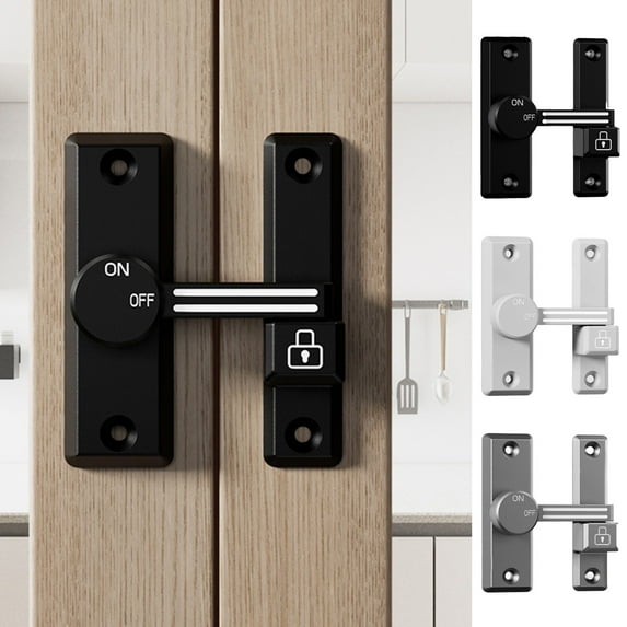 Sliding Door Lock Adjustable No-Drill Install | Push-Pull Gate Fastener | Secure Alloy Adhesive Locking Pin | Universal Fit for Wood Glass | Multi-Color | 7.6x6.4x2.2cm | 1 Pack