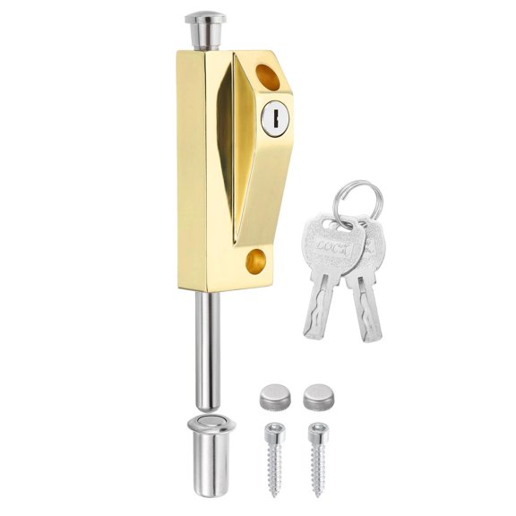 Sliding Door Lock Patio Door Lock with Keys for Door Titanium Gold,